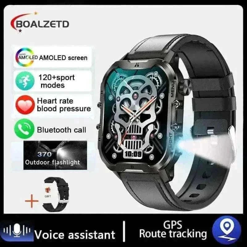 New For Xiaomi Military Smart Watch Men Outdoor Sports Flashlight Fitness Watches Health Monitor 1.96" BT Call Smartwatch.