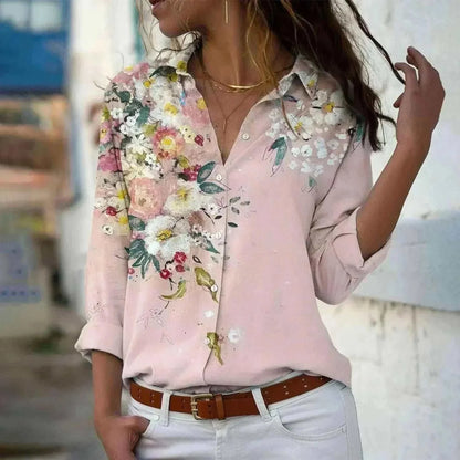Women Model in Elegant Loose Pink Casual Shirt