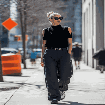 Model Pose in Fashion Off Shoulder Black Office Ladies Top