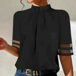 Fashion Off Shoulder Short Sleeve Black Office Ladies Tops