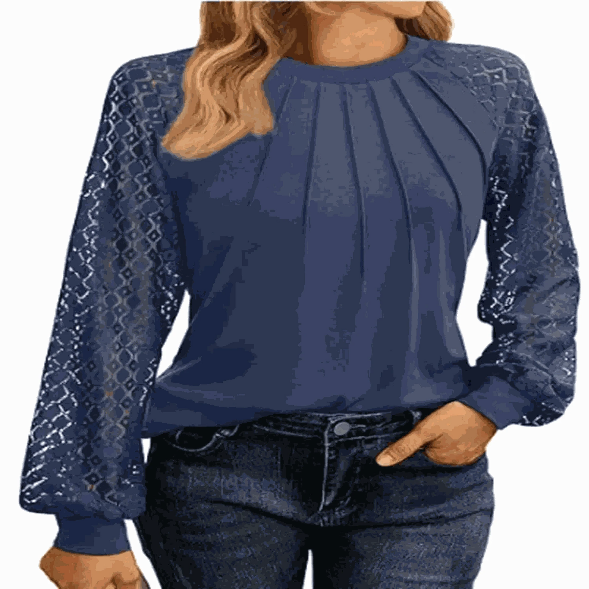 Women's Round Neck Lantern Long Casual Top