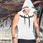  Men Wearing Fitness White Sleeveless hoodies with Cotton Material