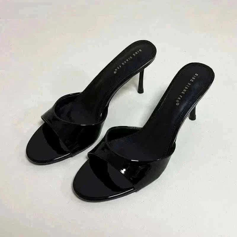 Heeled Footwear Black Female Slides 