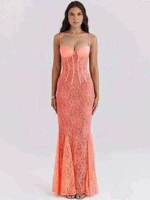  Women Wearing Mozision Floral Lace Sexy Maxi Dress