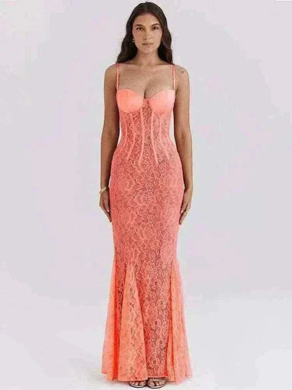  Women Wearing Mozision Floral Lace Sexy Maxi Dress