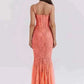  Women Wearing Mozision Floral Lace Sexy Maxi Dress back view