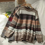 Women in Sweater Khaki art retro 2023 new fashion autumn and winter