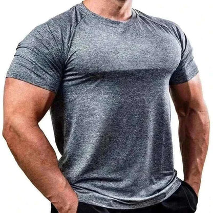 Men Muscle Gray Shirts Bodybuilding Quick Dry Short Sleeve, summer t-shirt for men