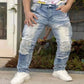 New Men's Blue Denim Jeans for 2025 Breathable and Refreshing Retro styled for Streetwear Versatile and Suitable for All Occasions front View ,denim jeans for men