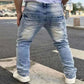 New Men's Blue Denim Jeans for 2025 Breathable and Refreshing Retro styled for Streetwear Versatile and Suitable for All Occasions Back View, denim jeans for men