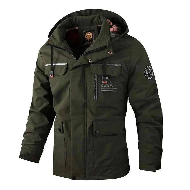  New Winter Men Outwear Warm Army Green Removable Jacket