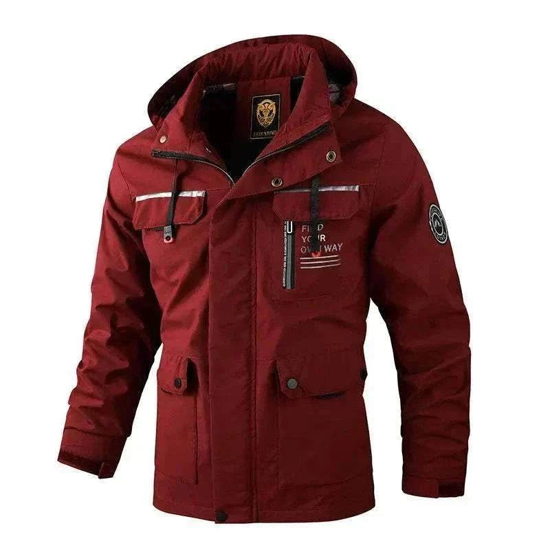  New Winter Men Outwear Warm Burgundy Removable Jacket