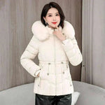 Women Parkas Fashion Warm Cotton Beige Padded Coat 
