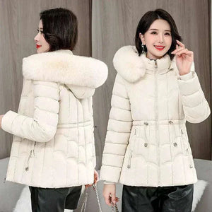 Women Parkas Fashion Warm Cotton Beige Padded Coat