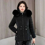 Women Parkas Fashion Warm Cotton Black Padded Coat