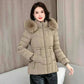 Women Parkas Fashion Warm Cotton Khaki Front View 2 Padded Coat