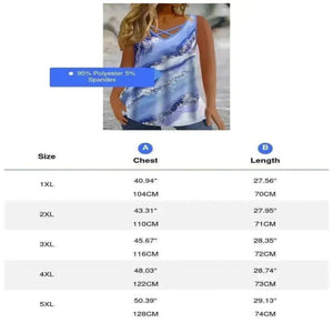 Plus Size Marble Print Tank Top Casual Criss Cross Sleeveless V Neck Top
