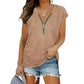 Short-Sleeved Pink T-shirt Blouse with Chest Zipper.