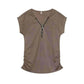 Short-Sleeved T-shirt Blouse with Chest Zipper.