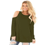  Stitching Cold Shoulder Long Sleeves Spring Summer Tops , Going Out Tops