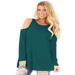  Stitching Cold Shoulder Long Sleeves Spring Summer Tops, Going Out Tops