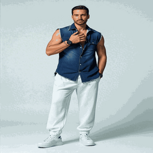 Man Wearing Tank Tops Blue Men Down Collar Tees