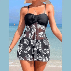 Model in 2024 Tankini Swimsuit with Shorts Front View