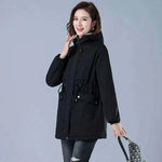 Women Winter Jackets Front Side  in cotton fabric in Black with Lining Plush Hooded