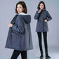 Women Winter Jackets back & front side in Cotton Fabric in Blue with Lining Plush Hooded
