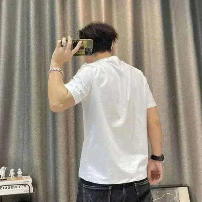 Black Tee Shirts Slim Fit Streetwear Drawings Back View, summer t-shirt for men