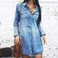  Women Denim Dress Long Sleeve Single.