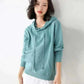 Women Wearing Turquoise Hoodies 100% Cotton Spring Autumn Loose Long Sleeve.