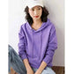Women Wearing Purple Hoodies 100% Cotton Spring Autumn Loose Long Sleeve.