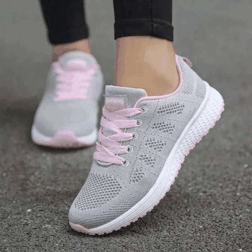 Women In Grey Pink Casual Shoes , Women Casual Shoes