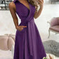 Women Wearing Purple Pocket Midi Dress Casual.