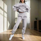 Women's Hoodies Light Grey Two Pieces Sets Fashion Letter Print Pullover Sweatpants
