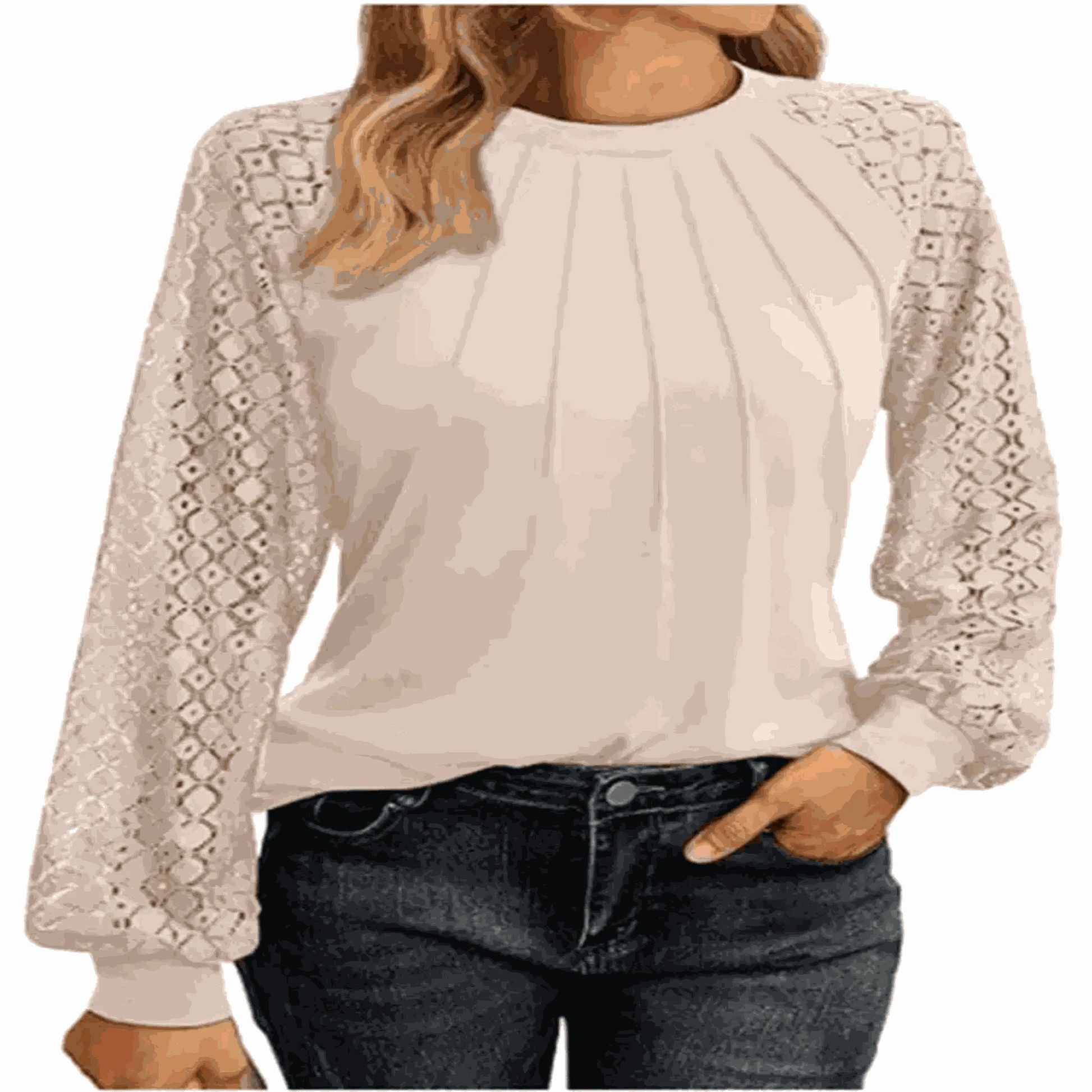 Women's Round Neck Lantern Long Casual Top
