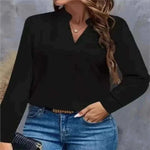 Women Wearing Youth Top Mujer Elegant Black Chiffon Blouse Spring Autumn Casual Long Sleeve