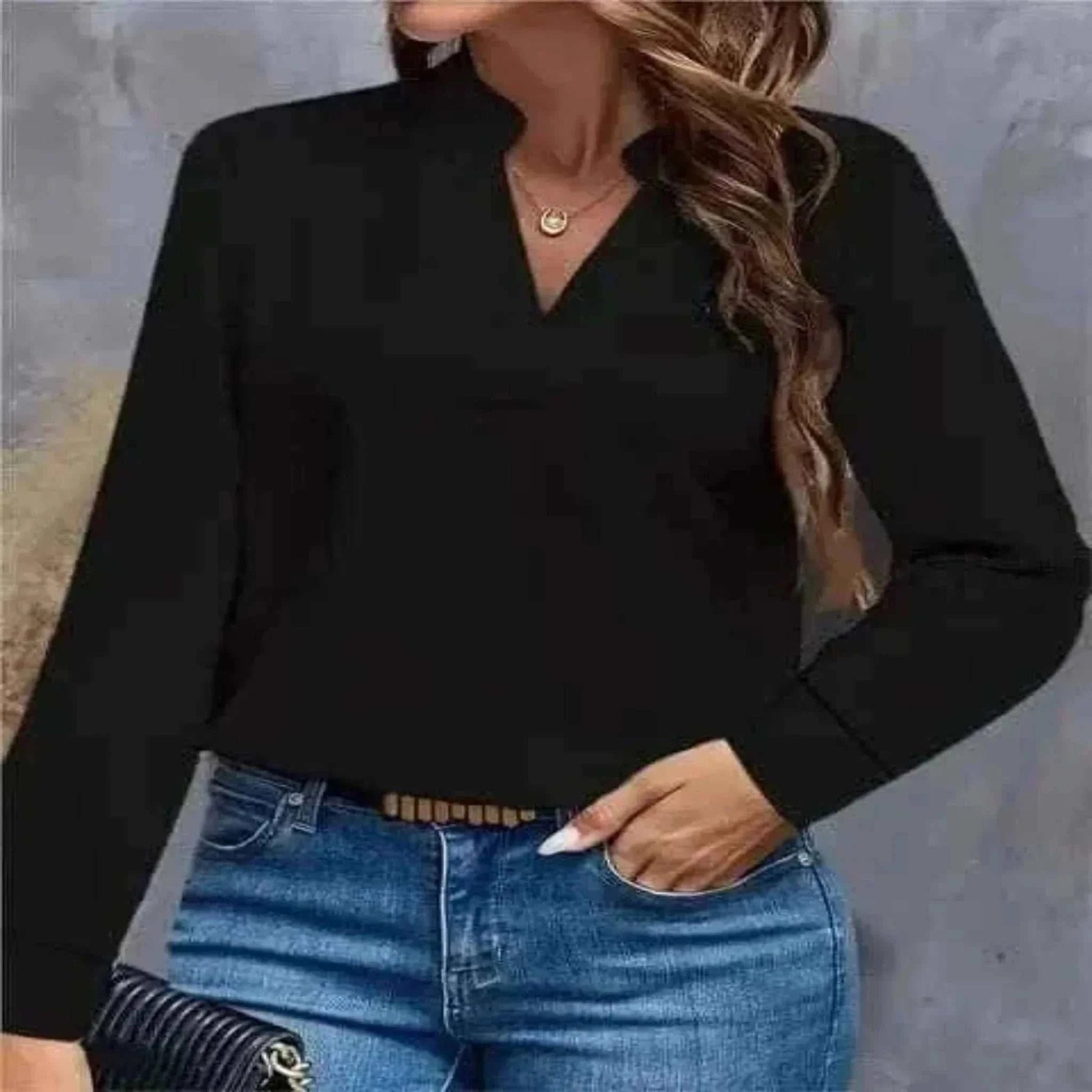 Women Wearing Youth Top Mujer Elegant Black Chiffon Blouse Spring Autumn Casual Long Sleeve