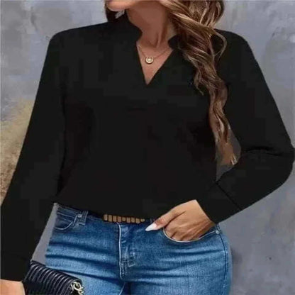 Women Wearing Youth Top Mujer Elegant Black Chiffon Blouse Spring Autumn Casual Long Sleeve