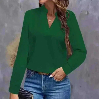 Women Wearing Youth Top Mujer Elegant Green Chiffon Blouse Spring Autumn Casual Long Sleeve