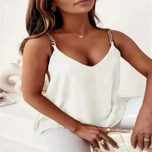  Women In Summer V Neck Tank Tops White 