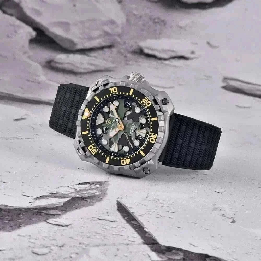 CAMOUFLAGE HOLLOW DIAL MECHANICAL WATCH.