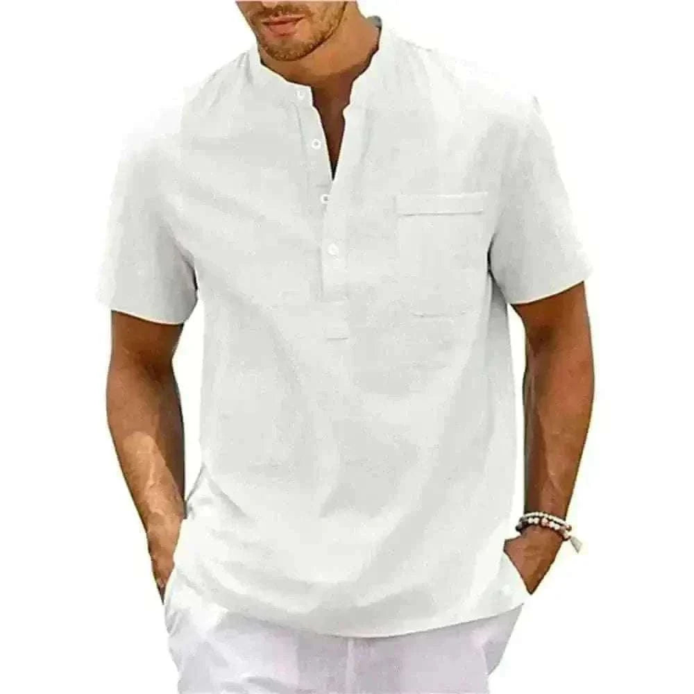  Cotton Linen Shirt Men.