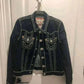 Streetwear Vintage Black Buddha Head Denim Jacket Front View