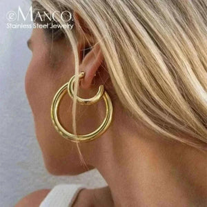 eManco Stainless Steel Large Hoop Earrings Hip Hop Style Women's Jewelry Multi-Size Stacking Earrings Party Favors.