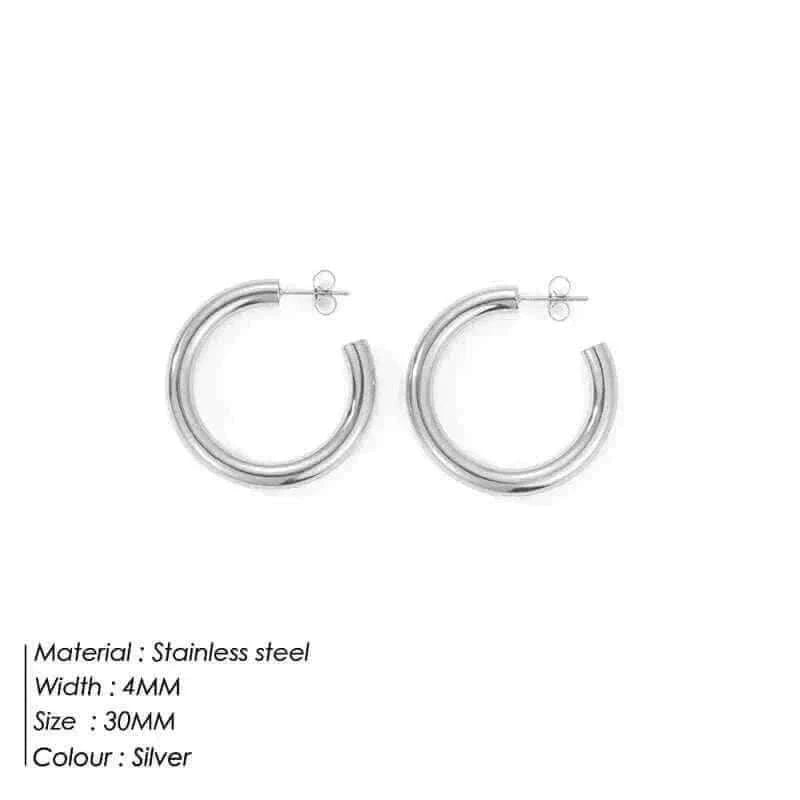 eManco Stainless Steel Large Hoop Earrings Hip Hop Style Women's Jewelry Multi-Size Stacking Earrings Party Favors.