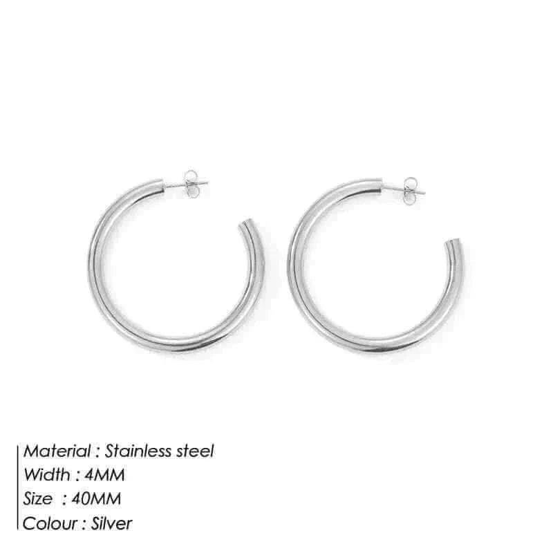 eManco Stainless Steel Large Hoop Earrings Hip Hop Style Women's Jewelry Multi-Size Stacking Earrings Party Favors.