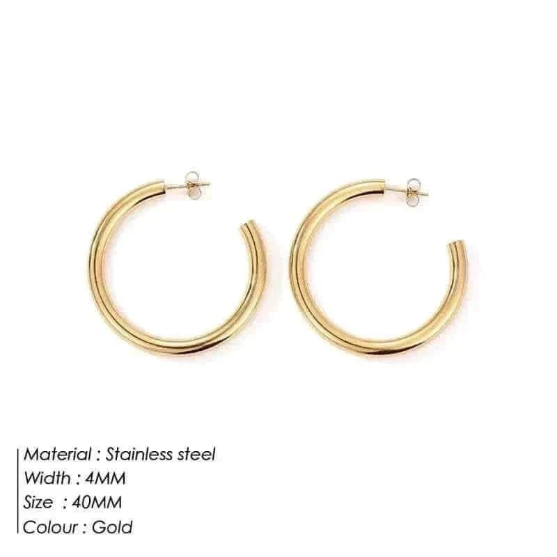 eManco Stainless Steel Large Hoop Earrings Hip Hop Style Women's Jewelry Multi-Size Stacking Earrings Party Favors.
