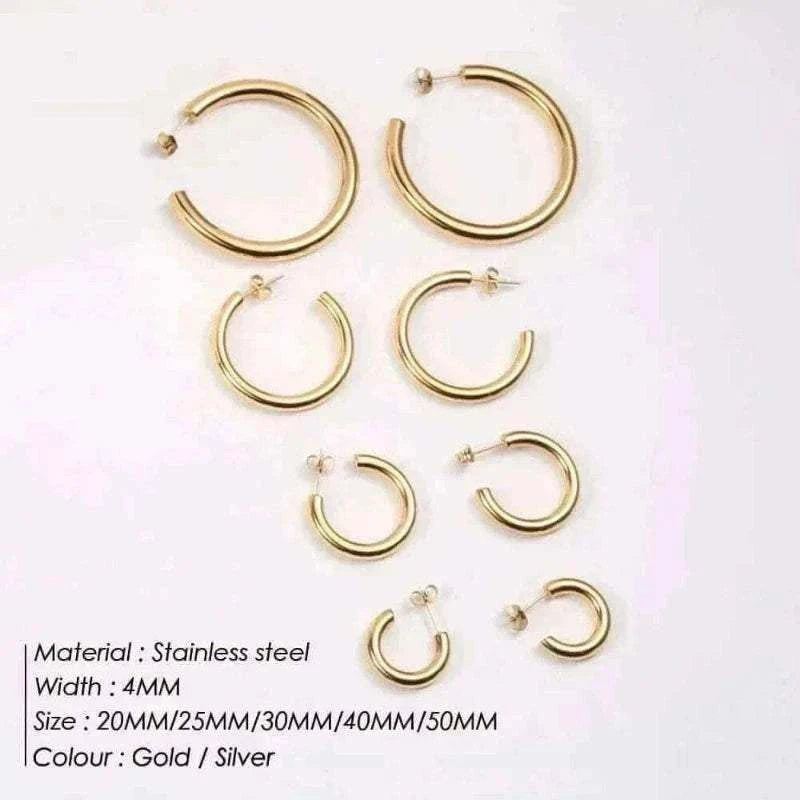 eManco Stainless Steel Large Hoop Earrings Hip Hop Style Women's Jewelry Multi-Size Stacking Earrings Party Favors.